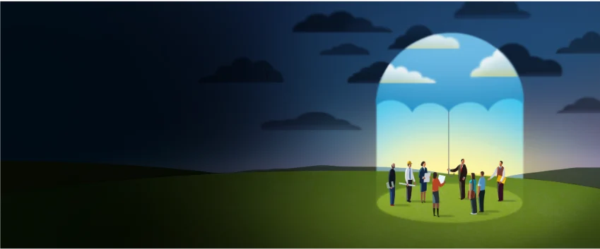 Carden Finance Financial Services - Illustration of people standing and having a discussion
